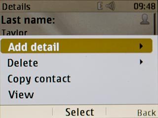 Scroll to Add detail and press the Navigation key.