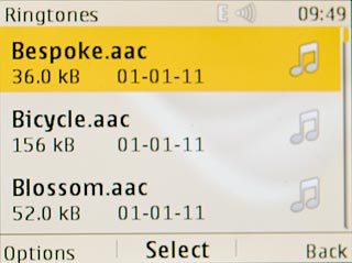 Highlight the different ring tones and wait a moment to hear them.