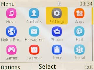 Scroll to Settings and press the Navigation key.