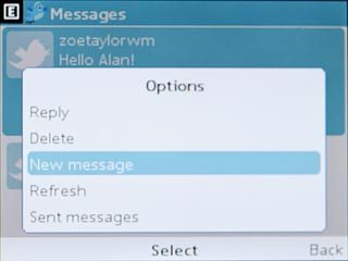 Scroll to New message and press the Navigation key.