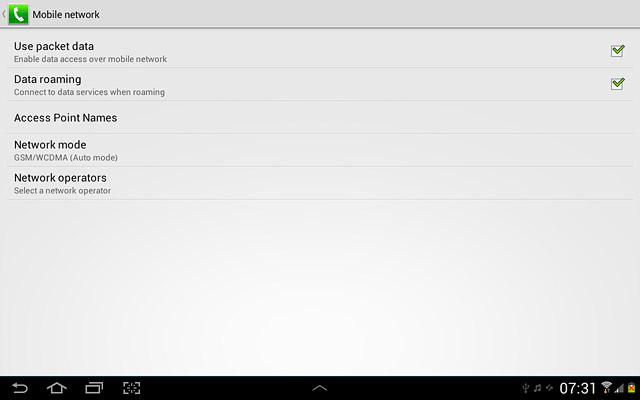 When the box next to the menu item is ticked (V), the function is turned on.