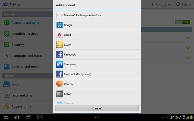 Press the required social network or the required email account.