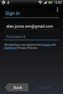 Press Password and key in the password for your Google account.