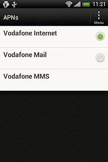 Press the field next to Vodafone Internet to fill in the field.