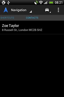 Slide your finger left on the display.Contacts with addresses are displayed.Press the required contact.