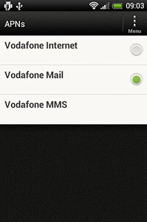 Press the field next to Vodafone Mail to fill in the field.