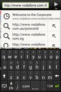 Key in the address of the required web page and press Go.