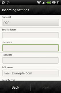 Press the field below Username and key in the username for your email account.