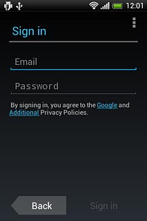 Press Email and key in the email address for your Google account.