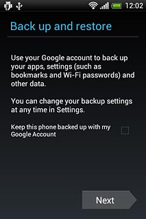 Press the box next to Keeps this phone backed up with my Google Account to turn backup on or off.