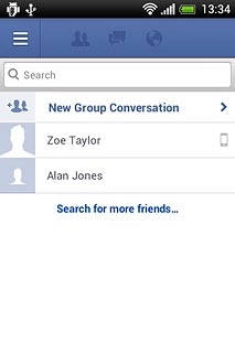 Press Search.Key in the first letters of the required contact.Matching contacts are displayed.