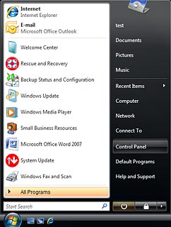 Click Control Panel.