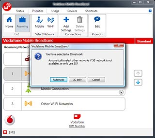 Click Automatic.The data card application will tell you if you have access to the network you've chosen.