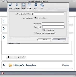 Highlight the field next to Password and key in vodafone