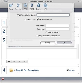 Highlight the field next to APN (Access Point Name) and key in hs.vodafone.ie