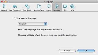 Click the Use system language drop down list.