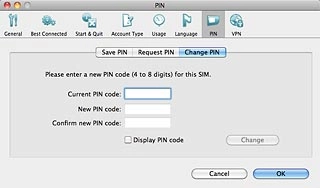 Highlight the field next to Current PIN code and key in your PIN.