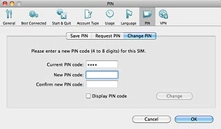 Highlight the field next to New PIN code and key in a new PIN.