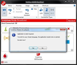 Click Yes to confirm.The data card application is restarted.