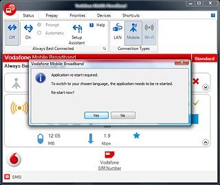 Click Yes to confirm.The data card application is restarted.