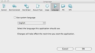 Click the Use system language drop down list.