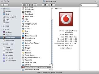 Double-click Vodafone Mobile Broadband.