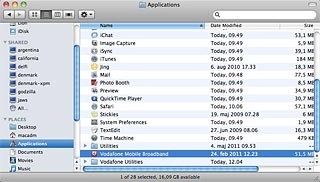 Double-click Vodafone Mobile Broadband.The data card application is started.