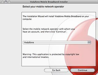 Click the Select the mobile network operator with whom you have an account, and then click 'Continue' drop down list.