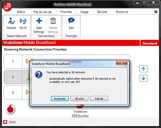 Click Automatic.The data card application will tell you if you have access to the network you've chosen.