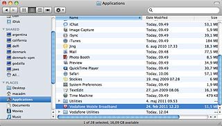 Double-click Vodafone Mobile Broadband.The data card application is started.
