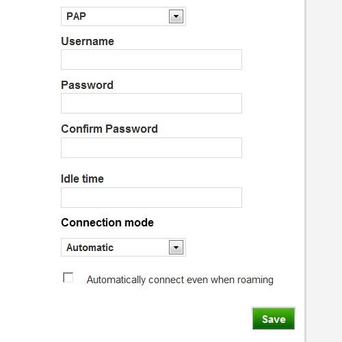 Highlight the field below Password and key in vodafone