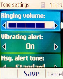 Scroll to Ringing volume and press Navigation key right or Navigation key left to select the required ring volume.