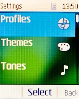 Scroll to Profiles and press the Navigation key.