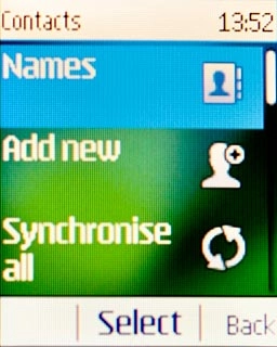 Scroll to Names and press the Navigation key.