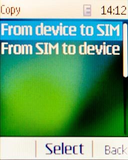 Scroll to From device to SIM and press the Navigation key.