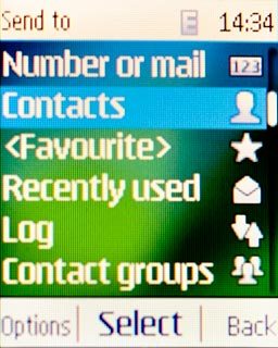Scroll to Contacts and press the Navigation key.