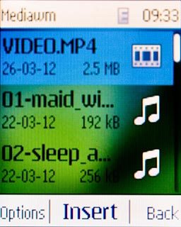 Highlight the required video clip and press the Navigation key.