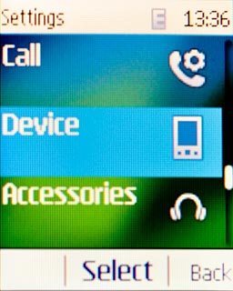 Scroll to Device and press the Navigation key.