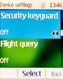 Scroll to Security keyguard and press the Navigation key.