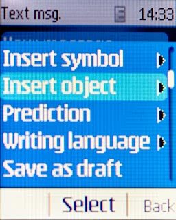 Scroll to Insert object and press the Navigation key.