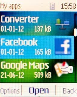 Scroll to Facebook and press the Navigation key.