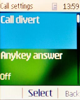 Scroll to Call divert and press the Navigation key.