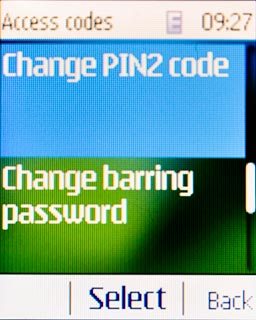 Scroll to Change PIN2 code and press the Navigation key.