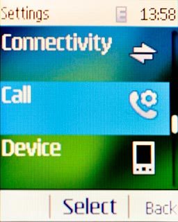 Scroll to Call and press the Navigation key.