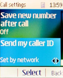 Scroll to Send my caller ID and press the Navigation key.