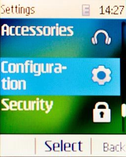 Scroll to Configuration and press the Navigation key.