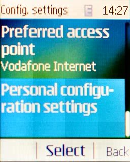 Scroll to Personal configuration settings and press the Navigation key.