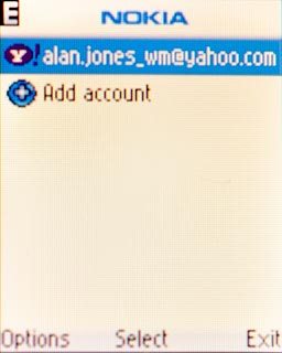 Highlight the required email account and press Options.