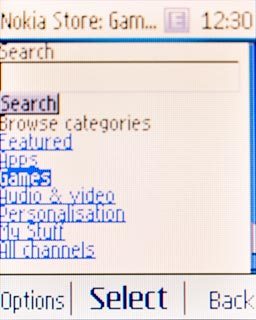To search by category:Highlight the required category and press the Navigation key.