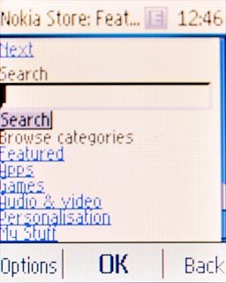 Highlight the field below Search and press the Navigation key.